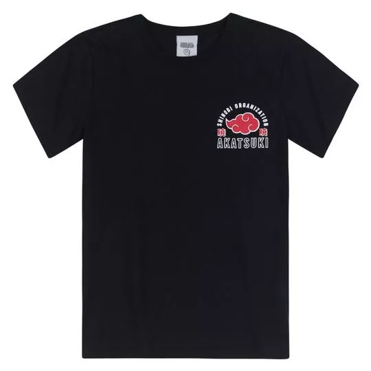 Camiseta Com Inscrições- Preta & Vermelha- Brandili