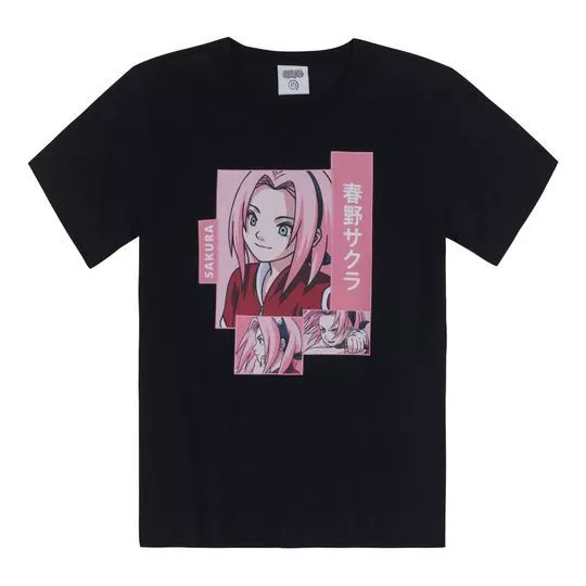 Camiseta Sakura®- Preta & Rosa