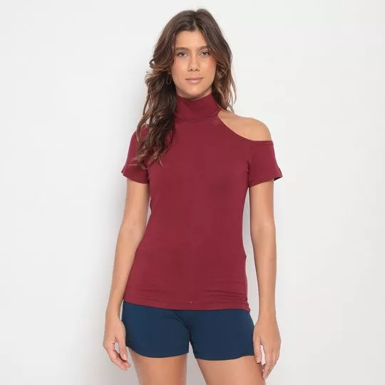 Blusa Com Recortes- Vinho- Maria Padilha