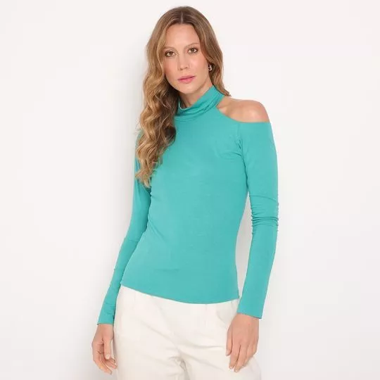 Blusa Com Vazado- Verde Água- Maria Padilha