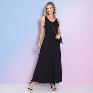 Vestido Longo Básico<BR>- Preto<BR>- Maria Padilha