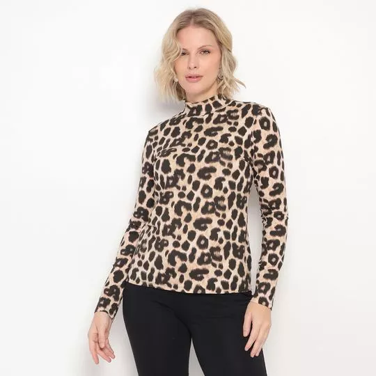 Blusa Animal Print- Bege Claro & Preta- Maria Padilha