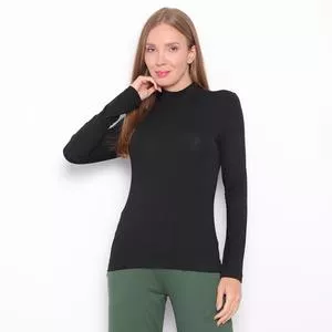 Blusa Básica<BR>- Preta<BR>- Maria Padilha