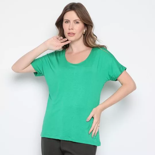 Blusa Com Recortes- Verde- Maria Padilha