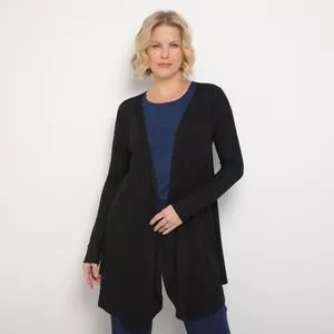 Cardigan Alongado Básico<BR>- Preto<BR>- Maria Padilha