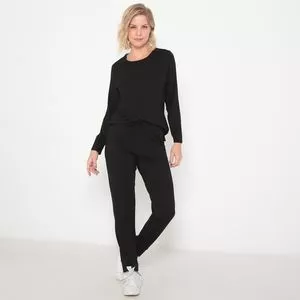 Conjunto De Blusa & Calça Jogger<BR>- Preto<BR>- Vittri