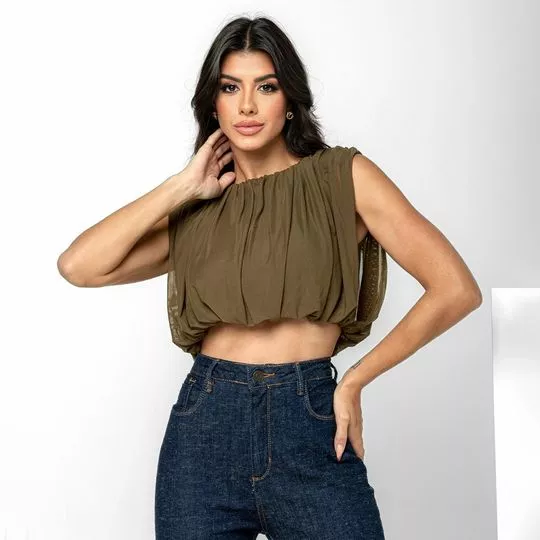 Cropped Com Ombreiras- Verde