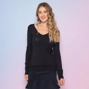 Blusa Básica<BR>- Azul Marinho