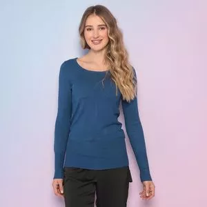 Blusa Em Tricô<BR>- Azul