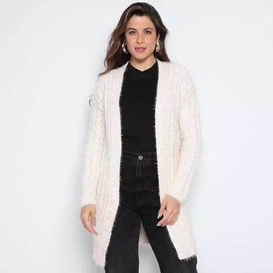 Cardigan Em Tricô- Off White