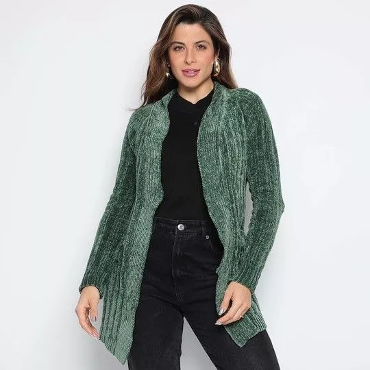 Cardigan Canelado- Verde