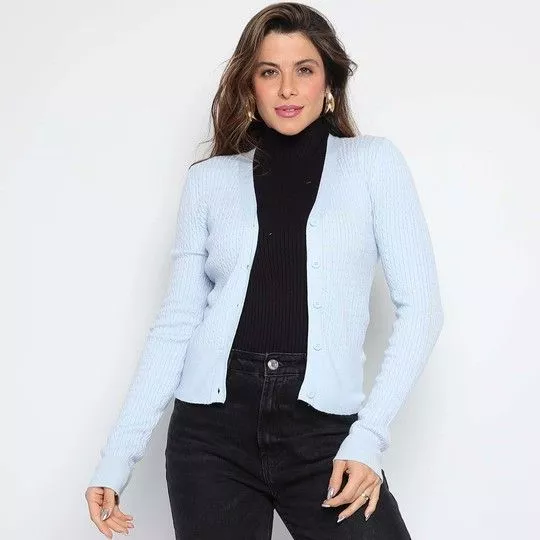 Cardigan Texturizado- Azul Claro