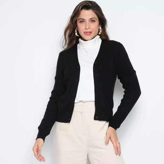 Cardigan Texturizado- Preto