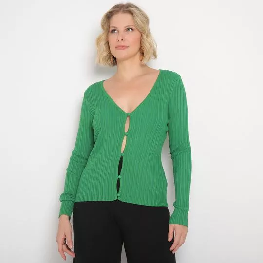 Cardigan Texturizado- Verde