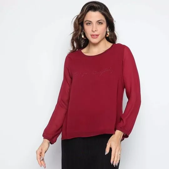 Blusa Com Transparência- Bordô