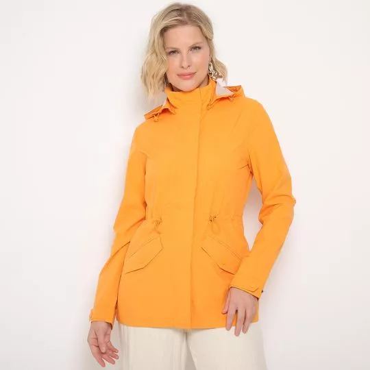 Parka Térmica Alongada Com Capuz- Laranja