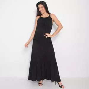 Vestido Longo Com Amarração<BR>- Preto