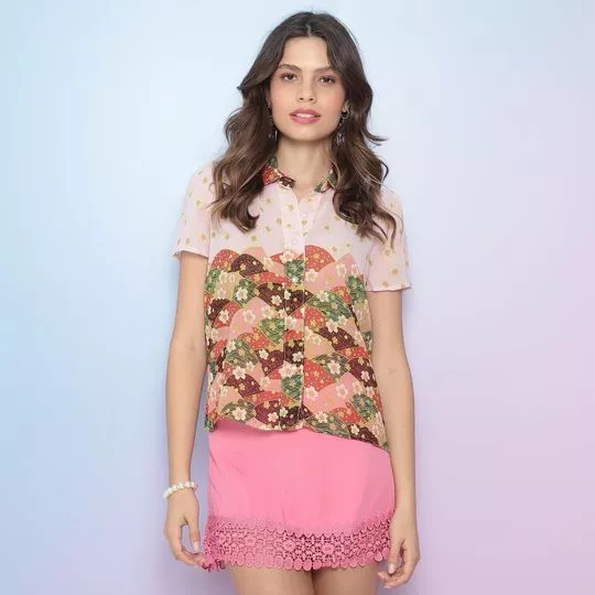 Camisa Floral- Rosa Claro & Vermelha