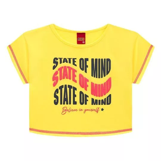 Cropped State Off Mind- Amarelo & Rosa