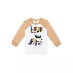 Camiseta Cachorrinho<BR>- Salmão & Branca<BR>- Abrange