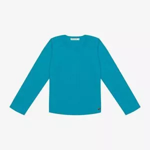 Blusa Canelada<BR>- Azul Turquesa<BR>- Trick Nick