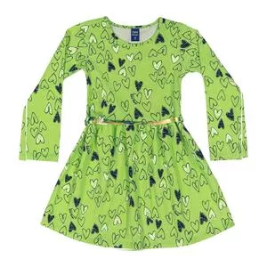 Vestido Corações<BR>- Verde Claro & Azul Marinho<BR>- Bee Loop