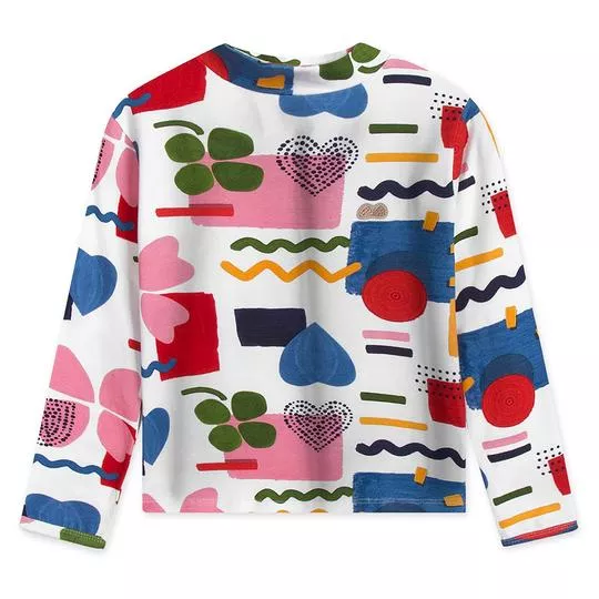 Blusa Infantil Abstrata- Branca & Rosa Claro