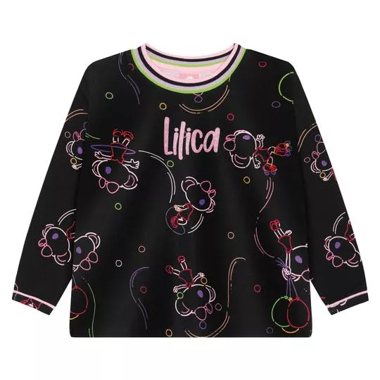 Blusa Lilica®- Preta & Rosa Claro