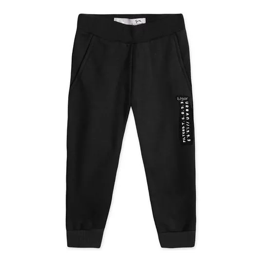 Calça Jogger Com Inscrição- Preta & Branca