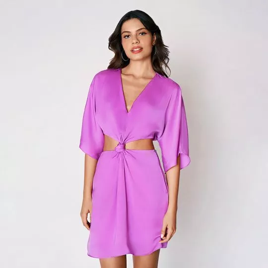 Vestido Curto Acetinado- Roxo- ZINCO