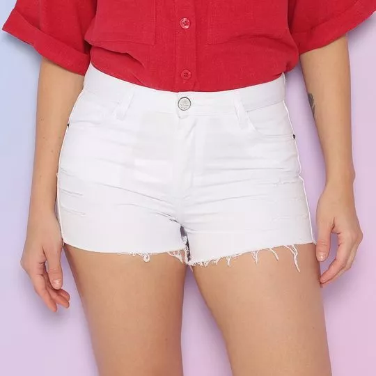 Short Em Sarja Com Bolsos- Branco- TNG