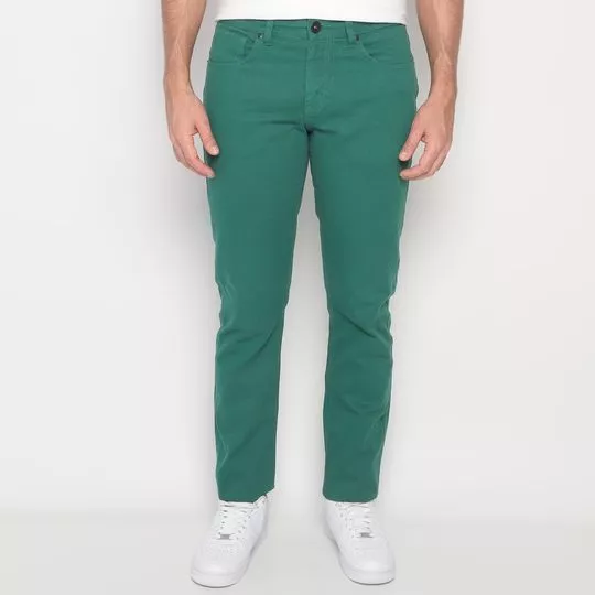 Calça Jeans Skinny Com Bolsos- Verde Escuro- Aramis