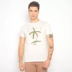 Camiseta Com Linho<BR>- Off White