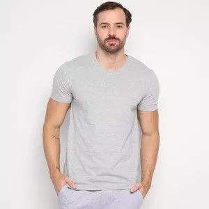 Camiseta Lisa<BR>- Cinza