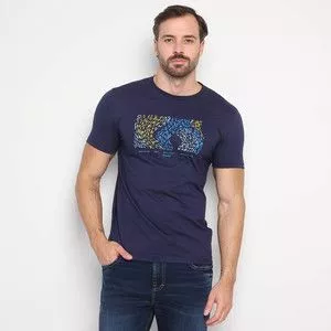 Camiseta Abstrata<BR>- Azul Marinho