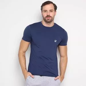 Camiseta Com Inscrição<BR>- Azul Marinho