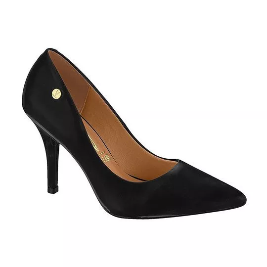 Scarpin Com Tag- Preto- Salto: 9cm- Vizzano