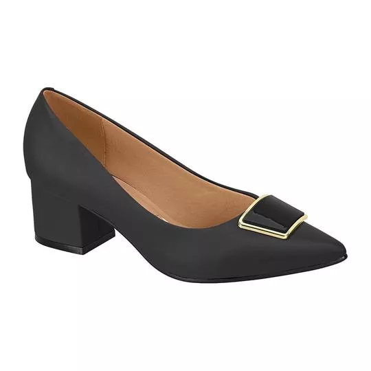 Scarpin Com Aviamento- Preto- Salto: 5cm- Vizzano