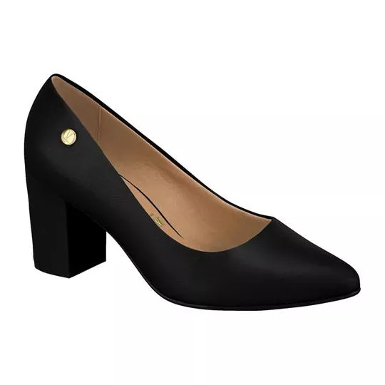 Scarpin Liso- Preto- Salto: 7,5cm- Vizzano