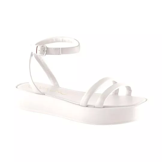 Sandália Plataforma Com Tiras- Off White- Salto: 3,4cm