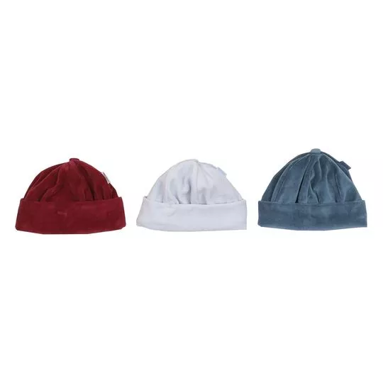 Kit De Gorro Com Tag- Vermelho & Branco- 3Pçs- Paraíso