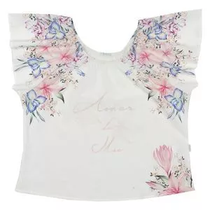 Blusa Floral<BR>- Off White & Rosa<BR>- Paraíso