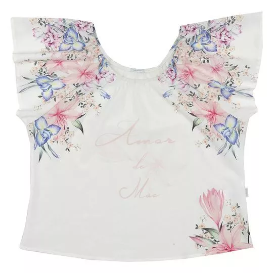 Blusa Floral- Off White & Rosa- Paraíso