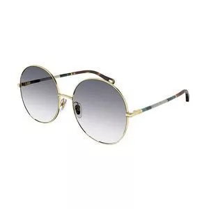 Óculos De Sol Redondo<BR>- Cinza & Dourado<BR>- Chloé