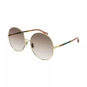 Óculos De Sol Redondo<BR>- Marrom & Dourado<BR>- Chloé