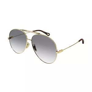 Óculos De Sol Aviador<BR>- Preto & Dourado<BR>- Chloé