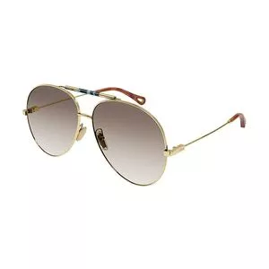 Óculos De Sol Aviador<BR>- Marrom & Dourado<BR>- Chloé