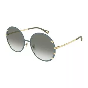 Óculos De Sol Redondo<BR>- Cinza & Verde<BR>- Chloé