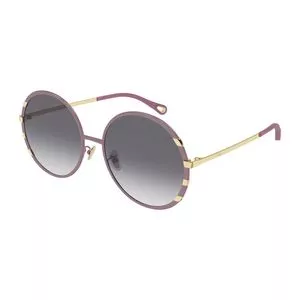 Óculos De Sol Redondo<BR>- Cinza & Roxo<BR>- Chloé