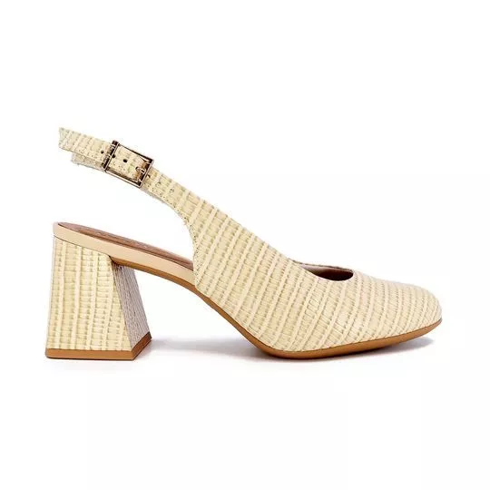 Slingback Em Couro- Off White- Salto: 7cm